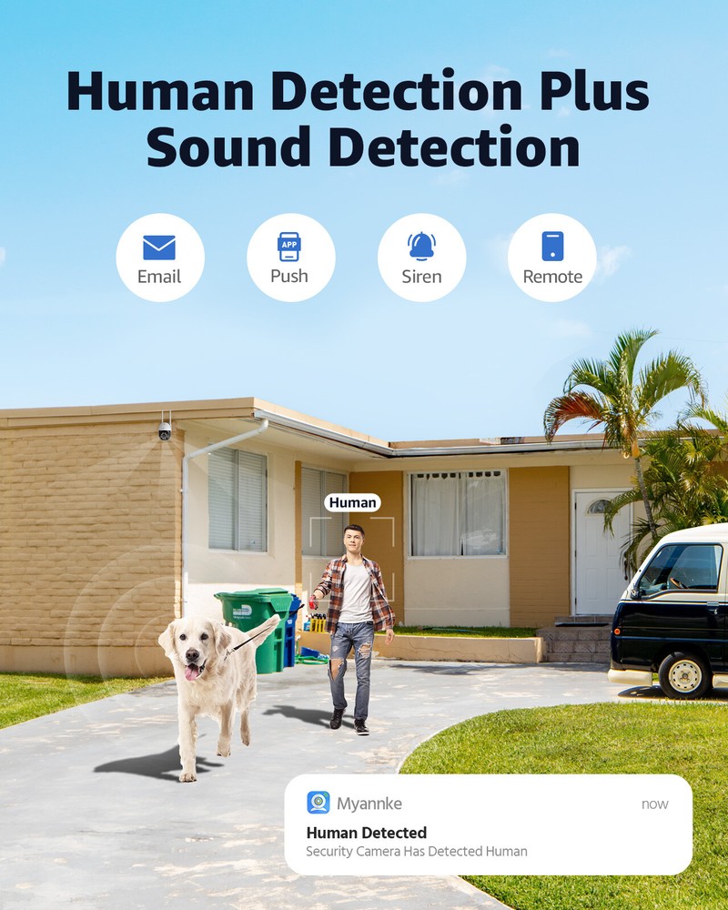 ANNKE 4MP Wireless PTZ Security Camera Auto Tracking Two Way Audio Color Night