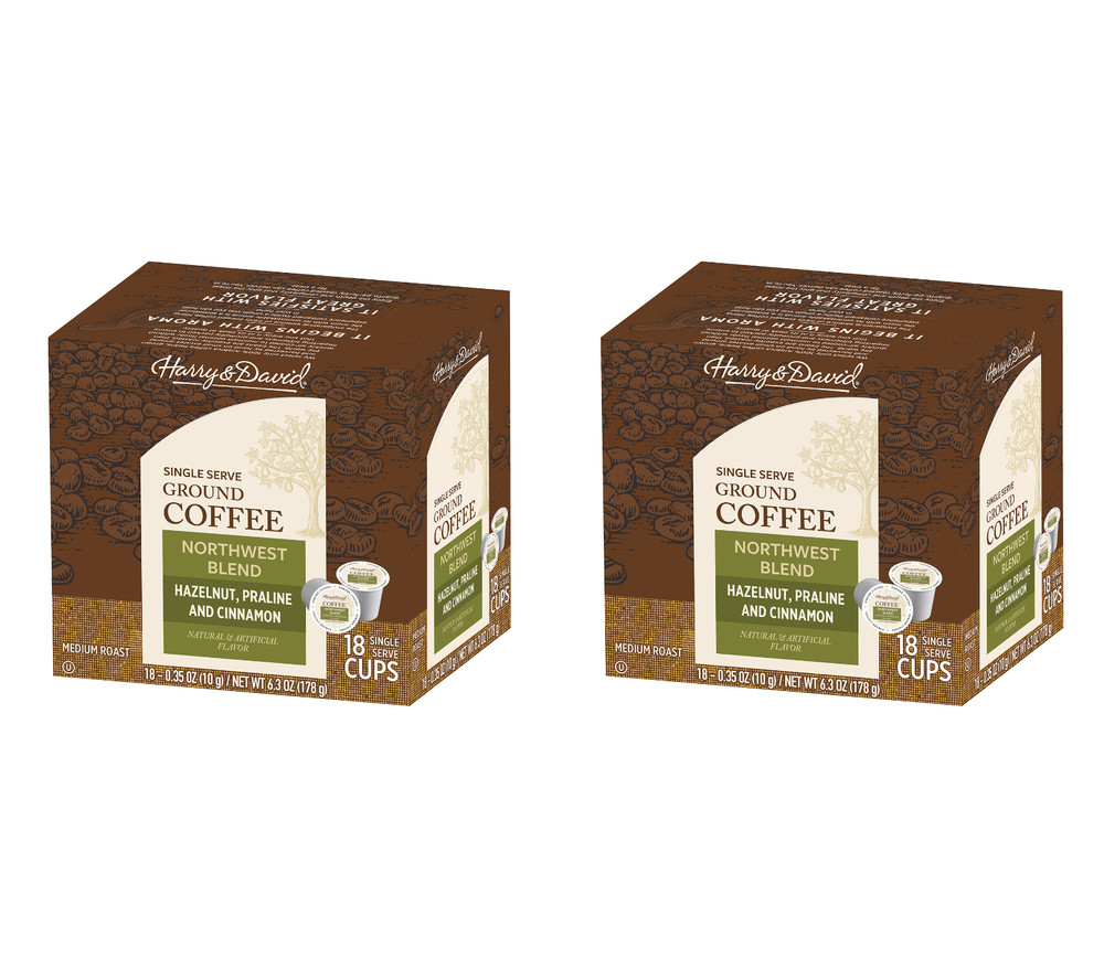 Harry & David Coffee, Northwest Blend, 2/18 ct boxes (36 Single Serve Cups)