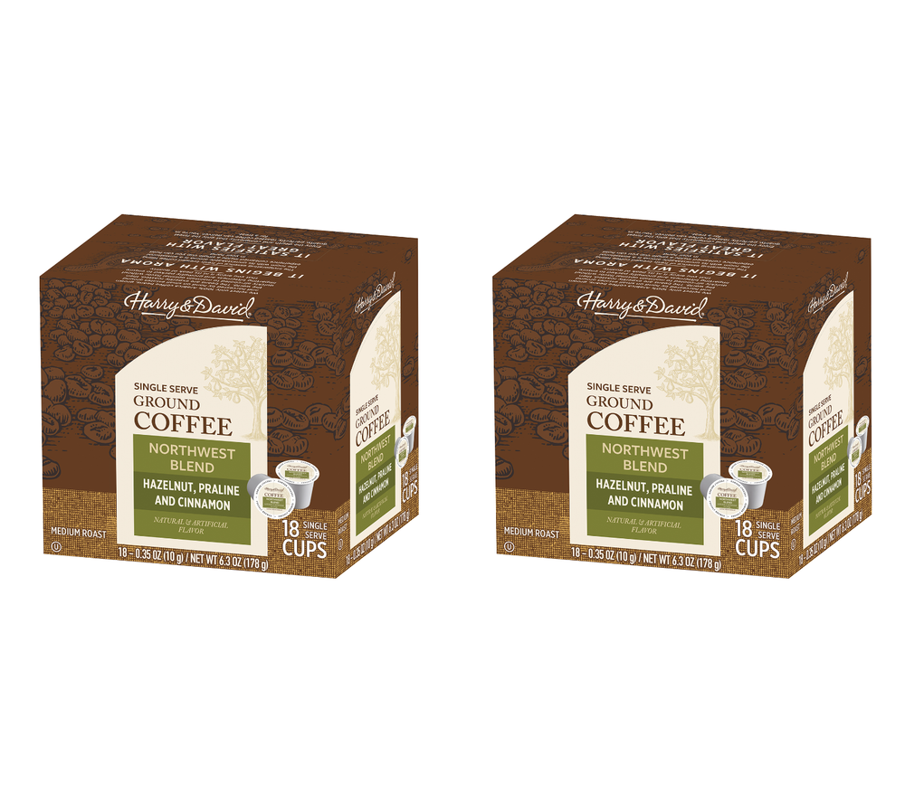 Harry & David Coffee, Northwest Blend, 2/18 ct boxes (36 Single Serve Cups)
