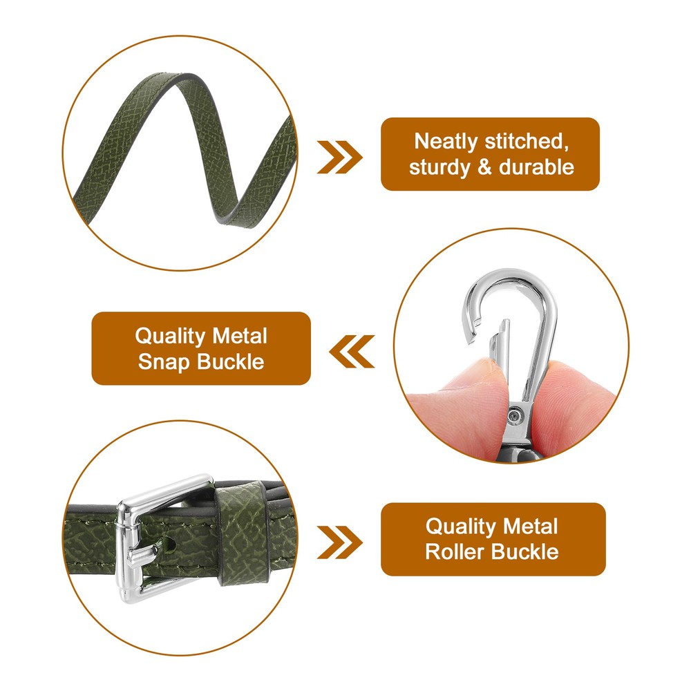 Leather Adjustable Replacement Bag Strap, Forest Green, Silver Buckle, 1 Set