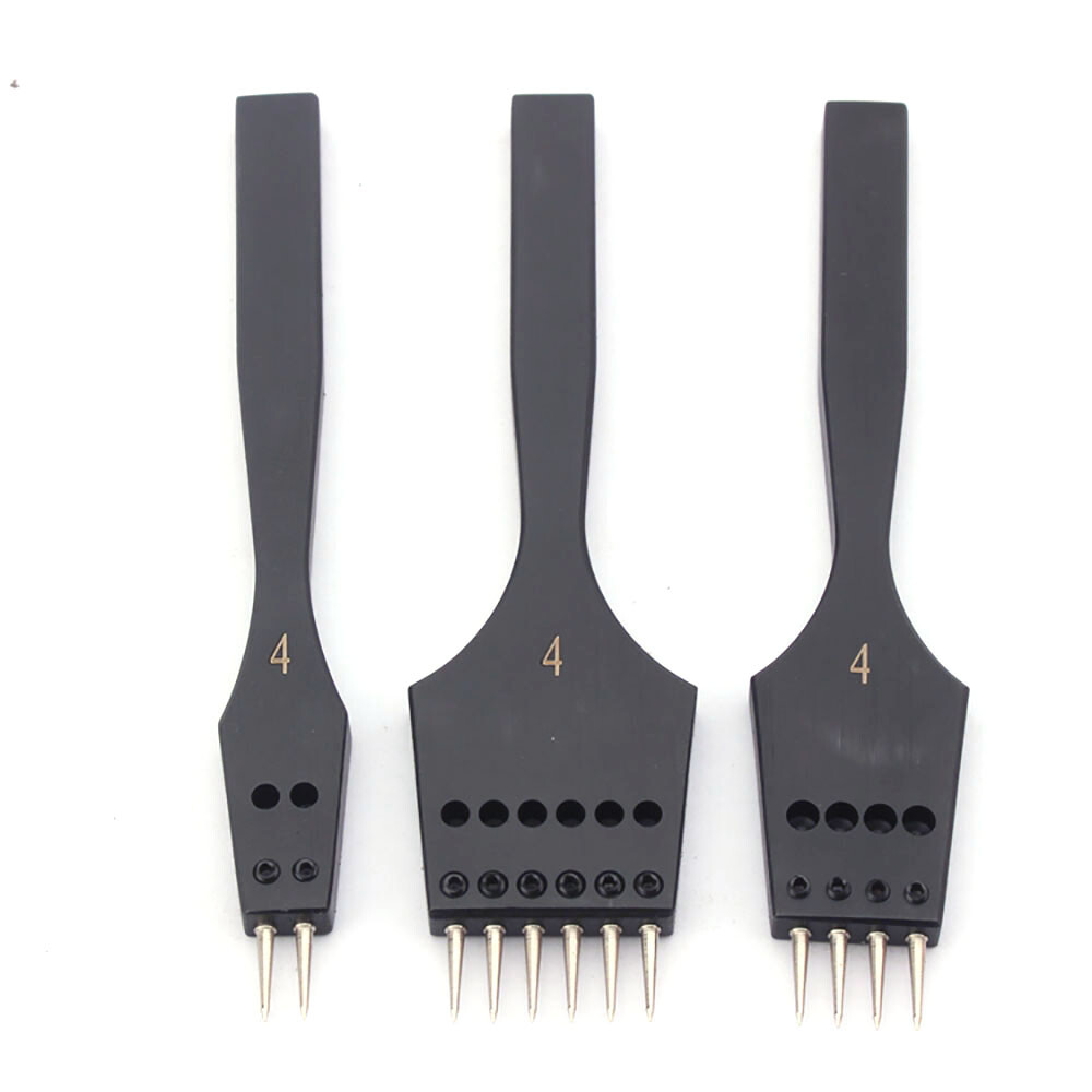 Leather Craft round Hole Black pricking iron chisel Stitching Punch Tool Diy set