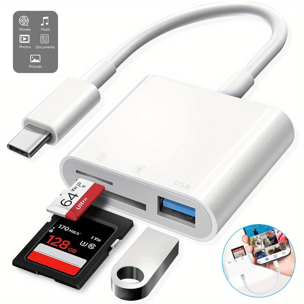 USB-C To SD Card Reader Adapter Type-C For Apple iPad Macbook Pro Air iPhone 15