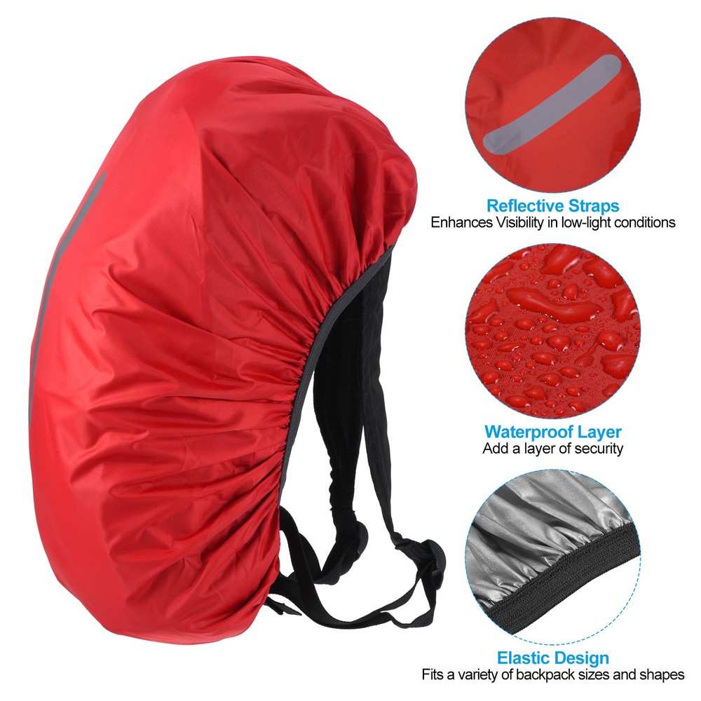 55-65L Waterproof Backpack Rain Cover with Vertical Strap L Red
