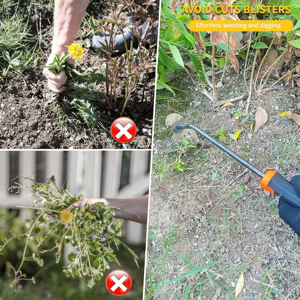 Durable Dual-Purpose Weed Puller Tool with Manganese Steel Teeth