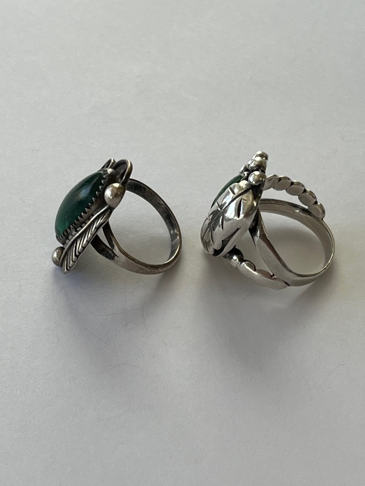 TWO Native American Shadow Feather Rings - Size 7 & 8