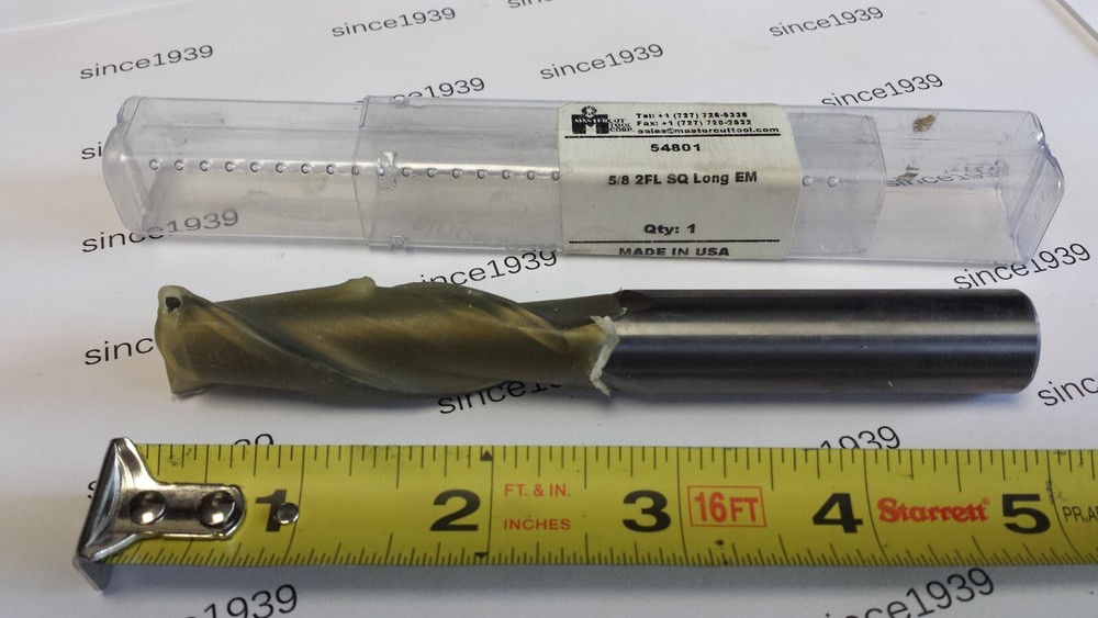 5/8" x 2-1/4" x 5/8' x 5" 2 FLUTE SQUARE END MILL, MASTERCUT
