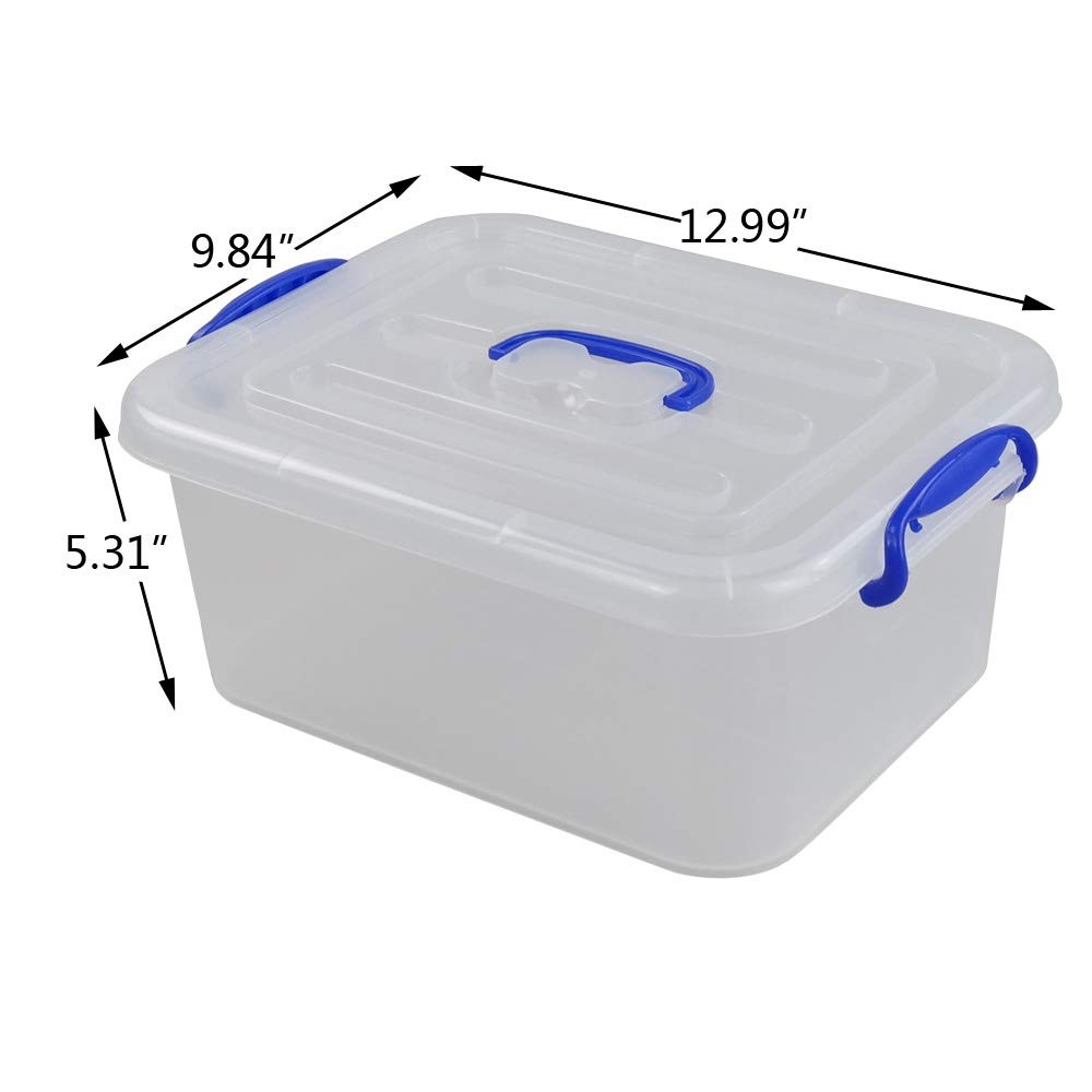 2-pack 8 Liters Storage Containers with lids, Plastic Latching Storage Boxes