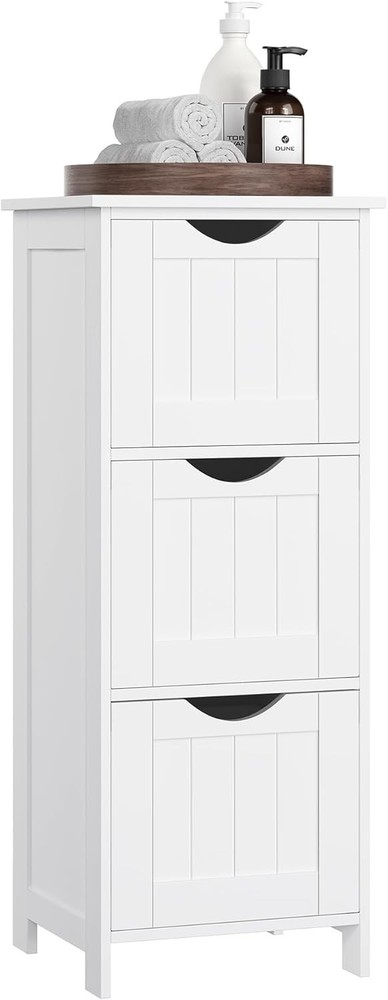 Floor Storage Cabinet Freestanding Storage Unit W/ Double Shutter Doors &