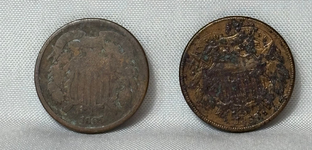 1865 & 1868 Two Cent Piece Lot