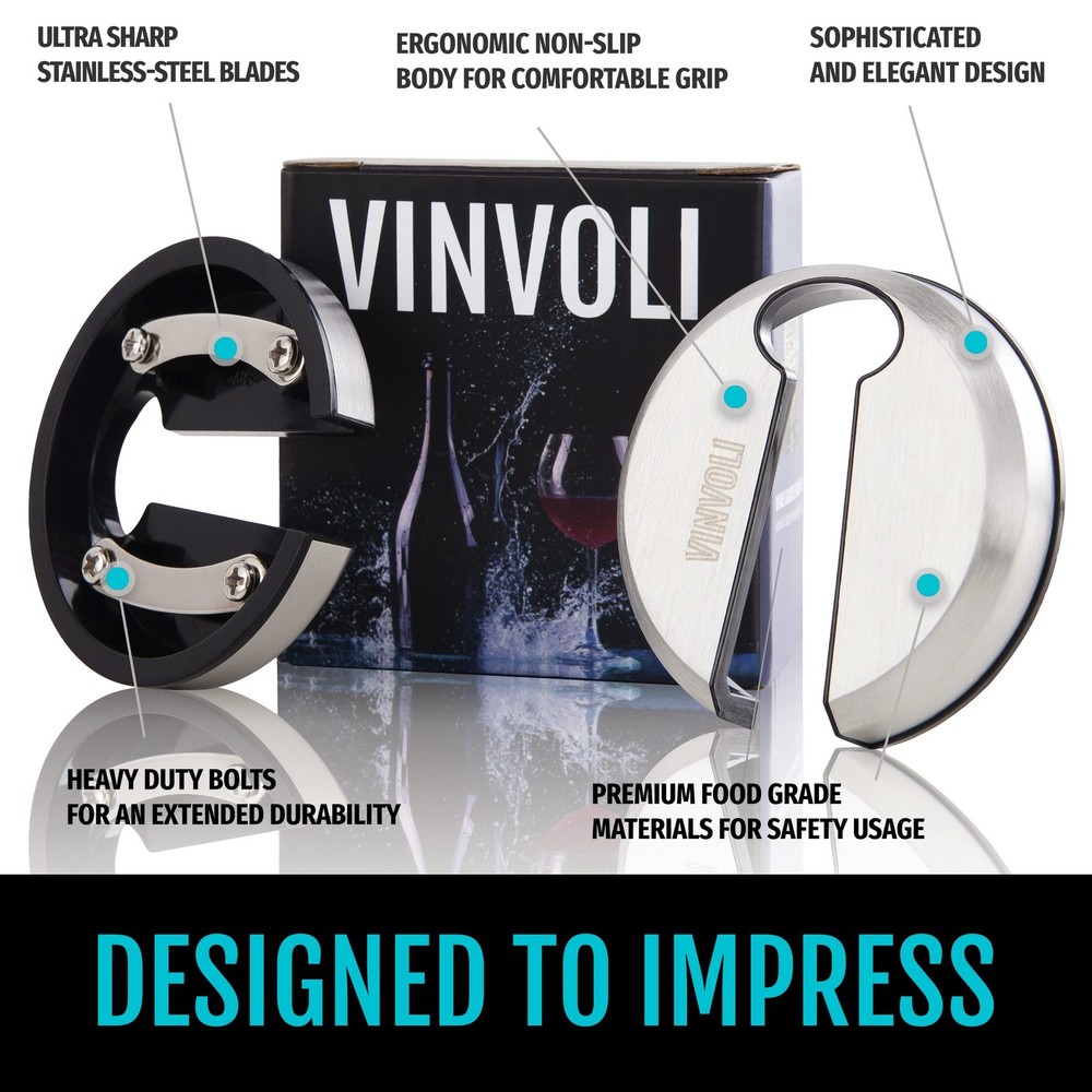 VINVOLI Wine Foil Cutter - Luxury Stainless Steel Silver