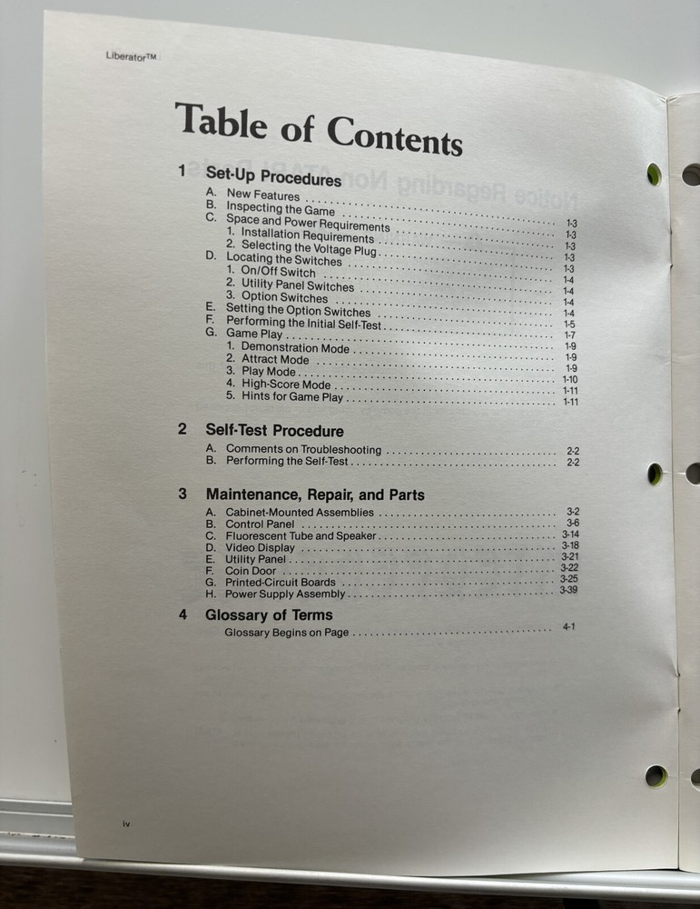ORIGINAL-ATARI-LIBERATOR-OPERATION, MAINTENANCE, AND SERVICE MANUAL