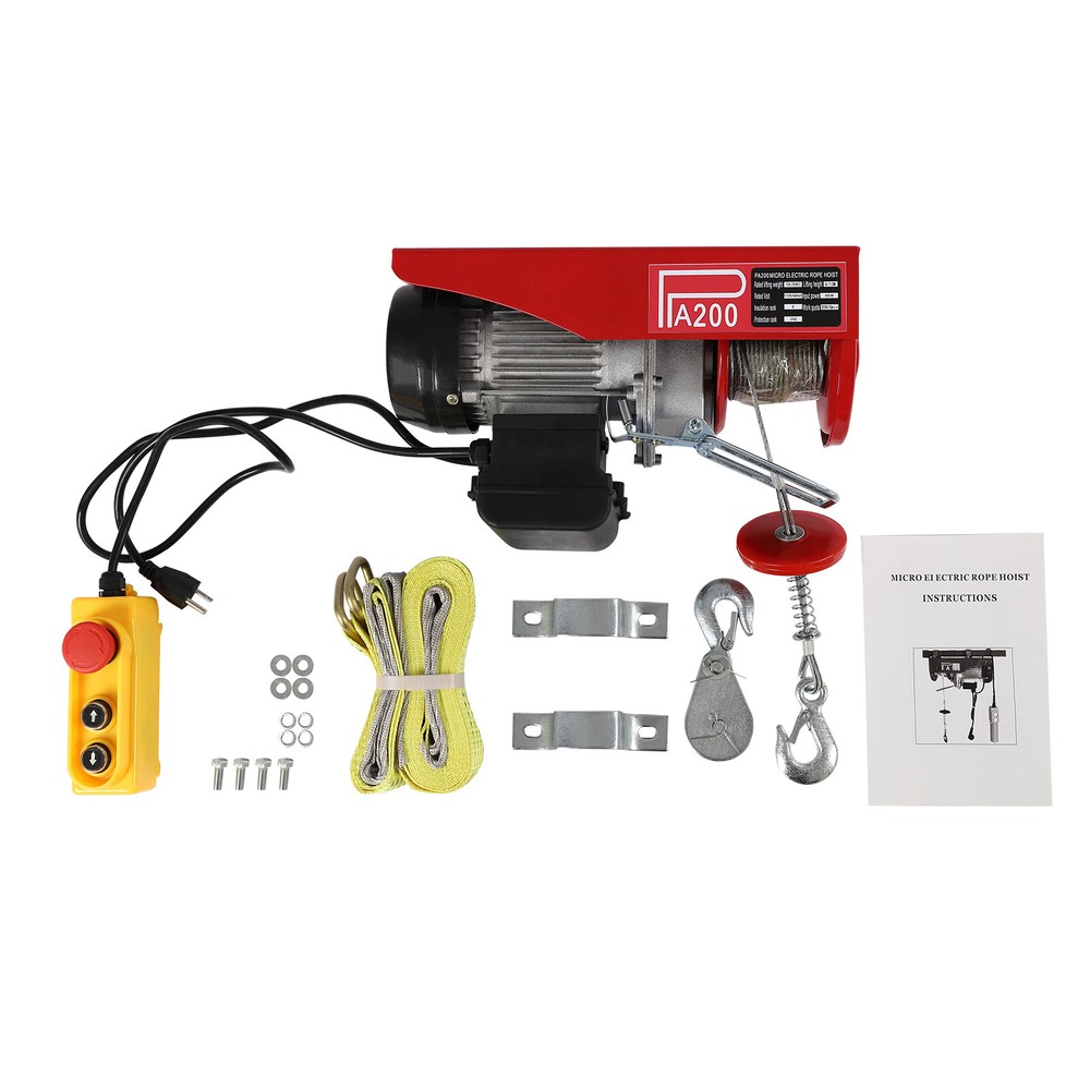 440LBS Electric Hoist Winch Engine Crane with Remote Control 110V