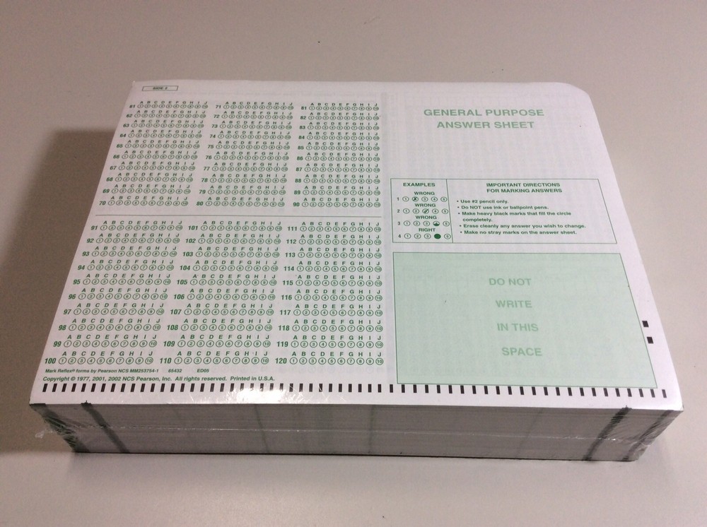 Mark Reflex Forms. General Purpose Answer Sheet Pack Of 500 New Sealed Forms.
