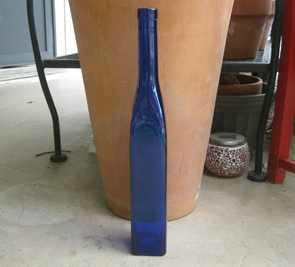 Cobalt Blue Square Glass 14" Bottle ~ Beautiful