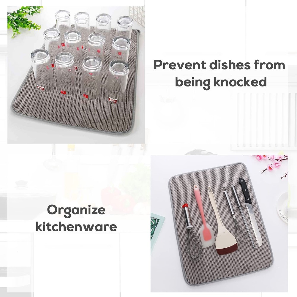 2 Pack Microfiber Dish Drying Mat,Absorbent Dish Drainer Kitchen Counter,Supe...
