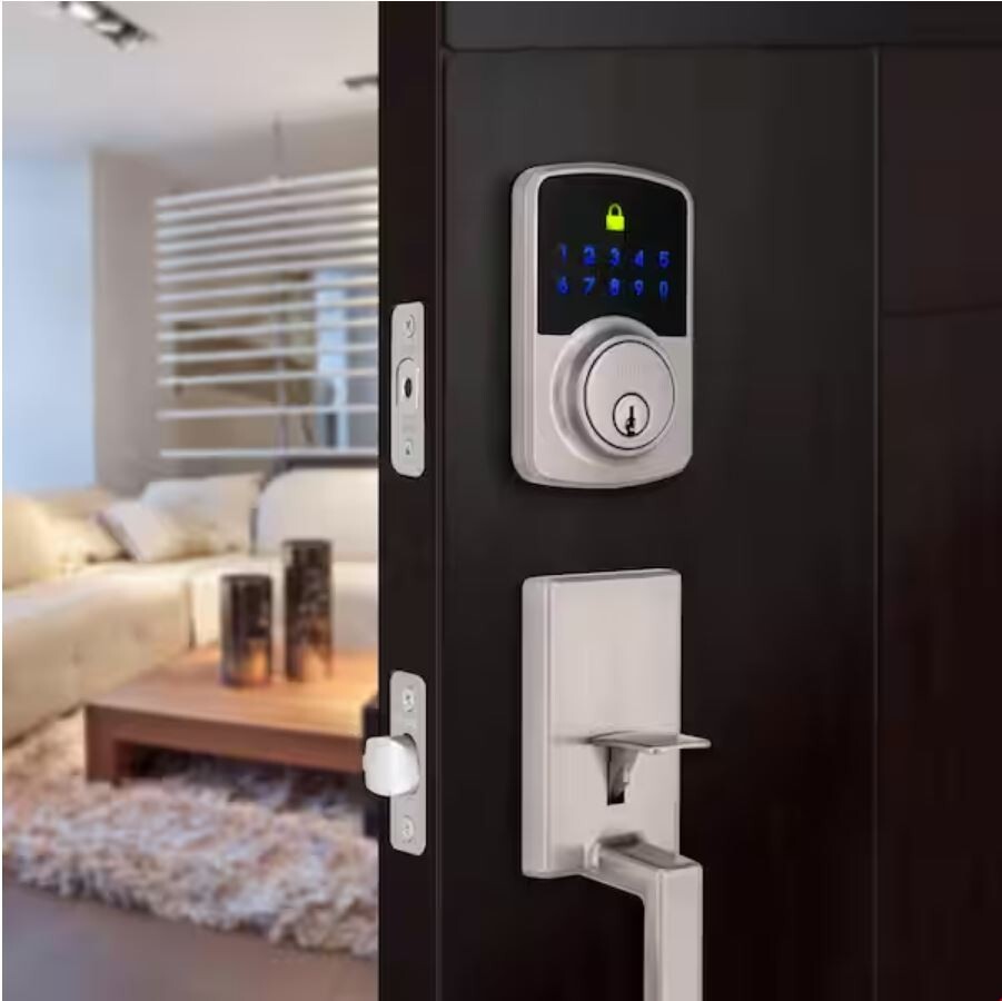 DEFIANT Square Compact Hubspace Satin Nickel Electronic Single Cylinder Deadbolt