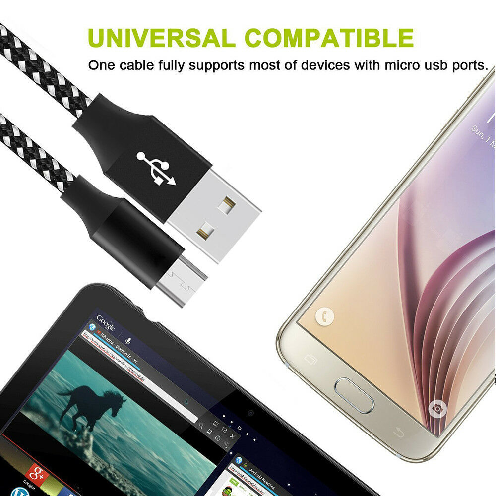 3/6/10Ft Micro USB Fast Charger Data Sync Cable Cord For Samsung HTC Android LG
