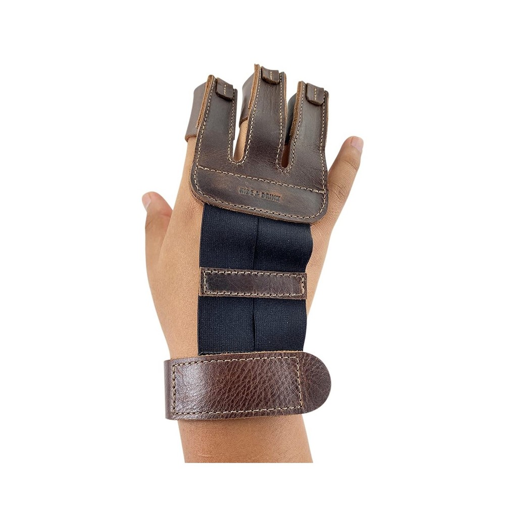 Hide & Drink, Three-Finger Archery Glove Handmade from Full Grain Leather - B...