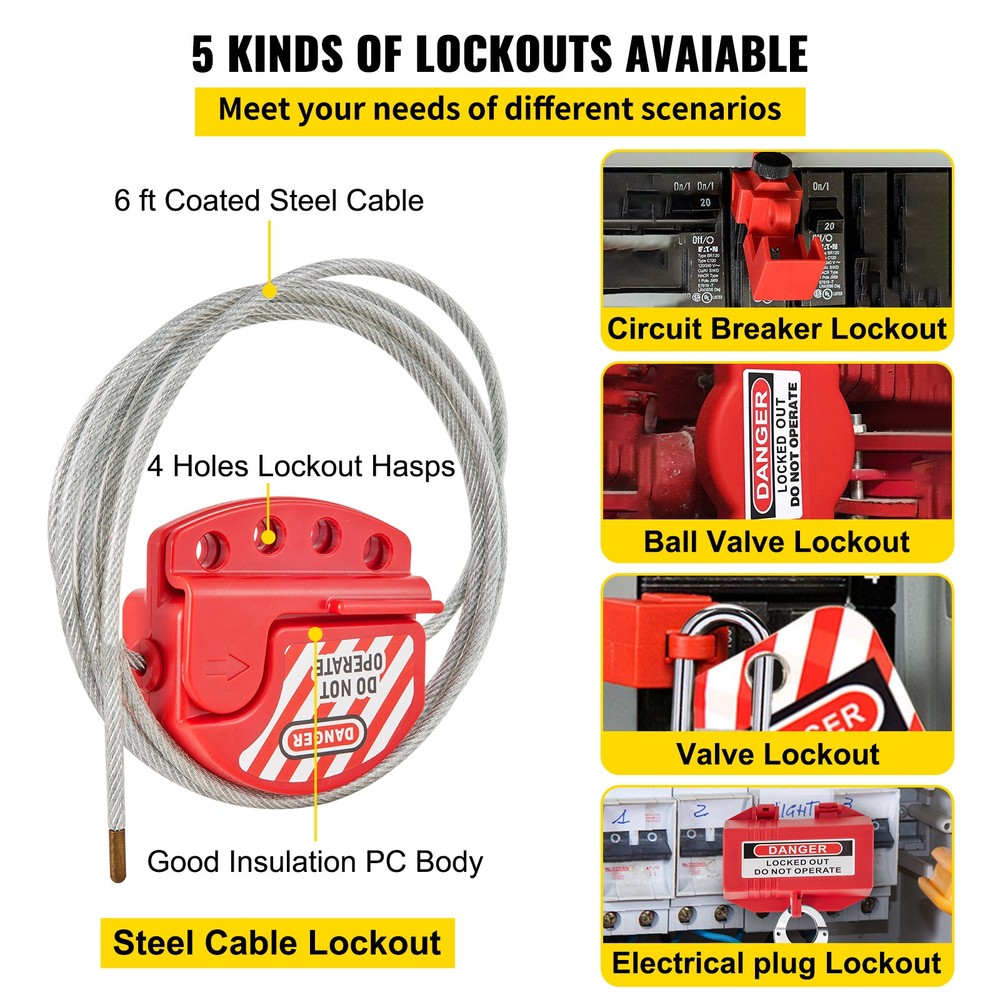 Electrical Lockout Tagout Kit 42 PCS Padlocks Valve Breaker Hasps & Tags