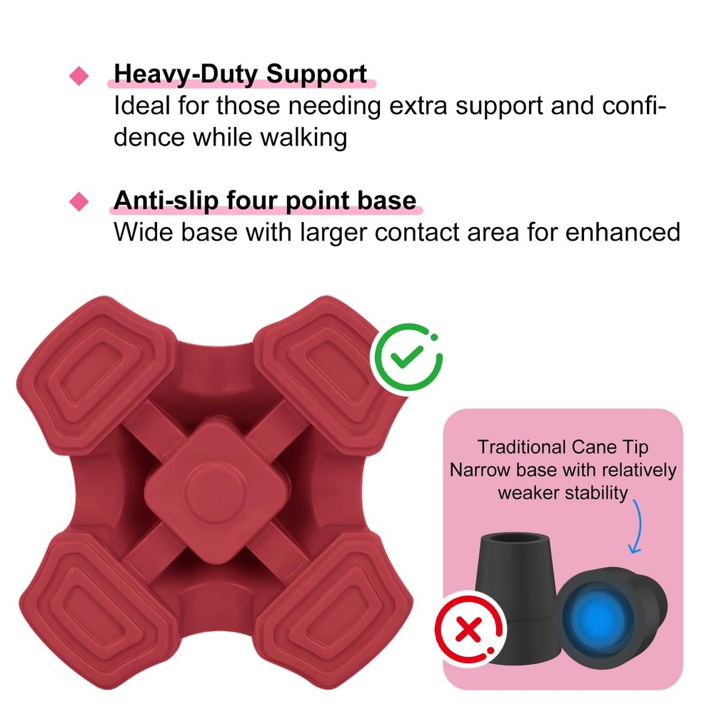 Cane Tips, Self Standing Quad Base Replacement for Walking and Folding Canes,...