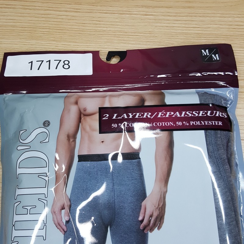 STANFIELDS Long Johns Mens Medium Grey 2 Layer Fitted Base Layer Pants