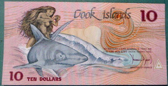COOK ISLANDS 10 DOLLARS UNC NOTE FROM 1987, P4, RARE NOTE