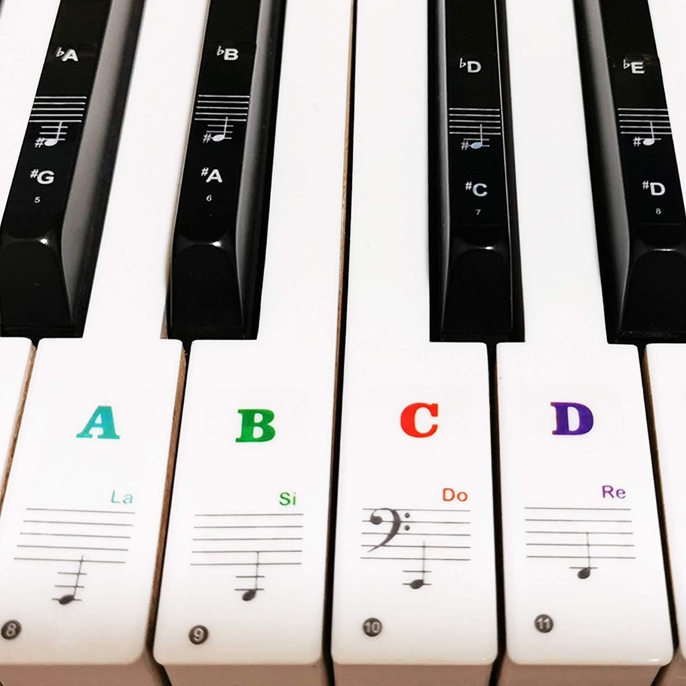 Fun Multicolor Large Letter Piano Stickers for Easy Learning & Note Memorization