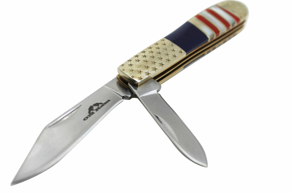 Two Blade Manual Folding Trapper Pocket Knife American Handle