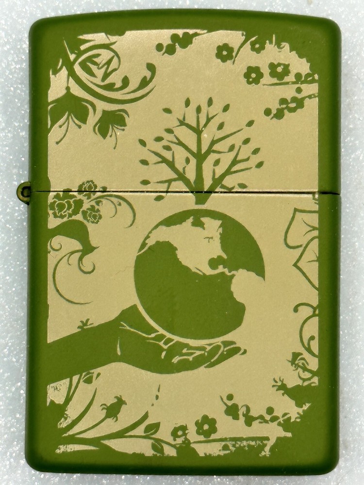 2017 Planeta Earth Environment Green Matte Zippo Lighter NEW