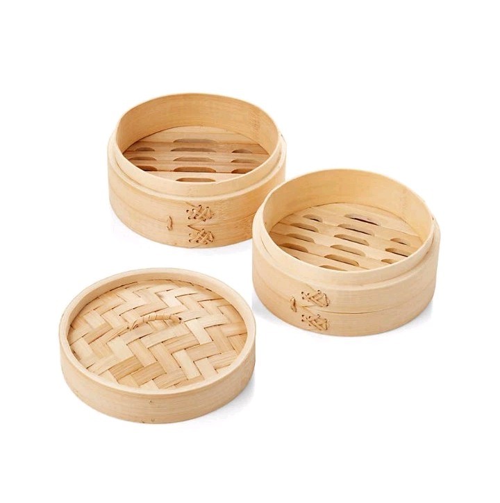 Joyce Chen 2-Tier 3-pc Bamboo Steamer 6" Natural Authentic Asian Kitchenware