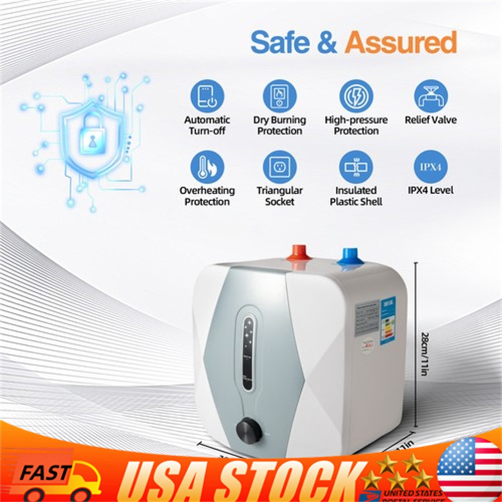 2Gal Electric Mini Tank Hot Water Heater 1.5KW Shower Compact Storage 86-149 °F
