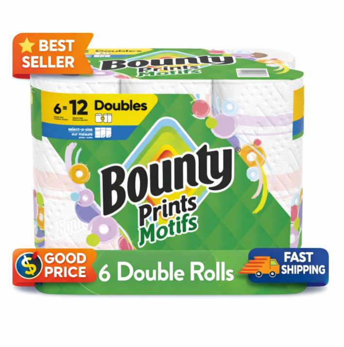 Select-A-Size Print Paper Towels, 6 Double Rolls, 82 Sheets Per Roll