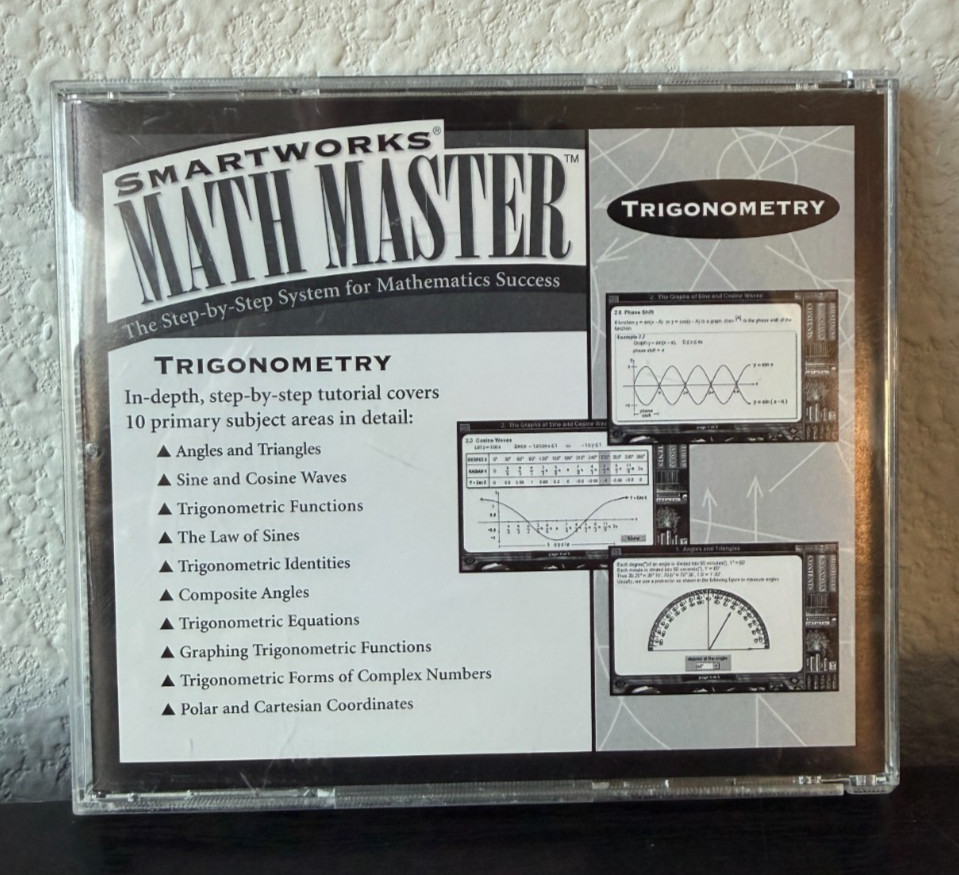 SmartWorks Math Master Trigonometry PC CD-ROM Windows 95/3.1 ARI Tested Working
