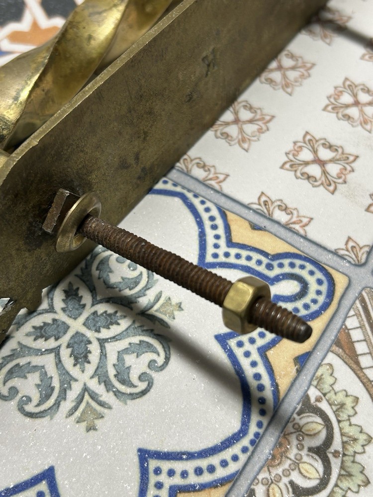 Ornate Solid Brass Door Pull Handle Architectural Salvage Aged Patina MCM