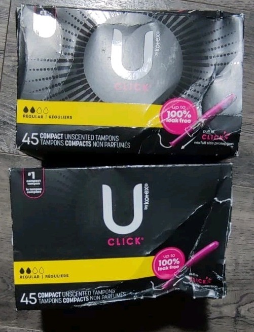 2 PK boxes U by Kotex Click Compact Tampons Regular Unscented - 45.0 ea