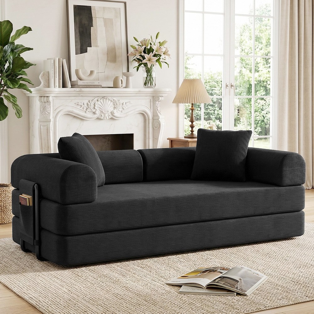 Sofa Bed Couch Sleeper Convertible Pull-Out Bed Couch With Side Pockets Washable