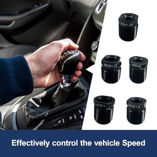 5PCS Gear Shift Knob Thread Adapter Kit - Aluminum Alloy Universal Manual Black