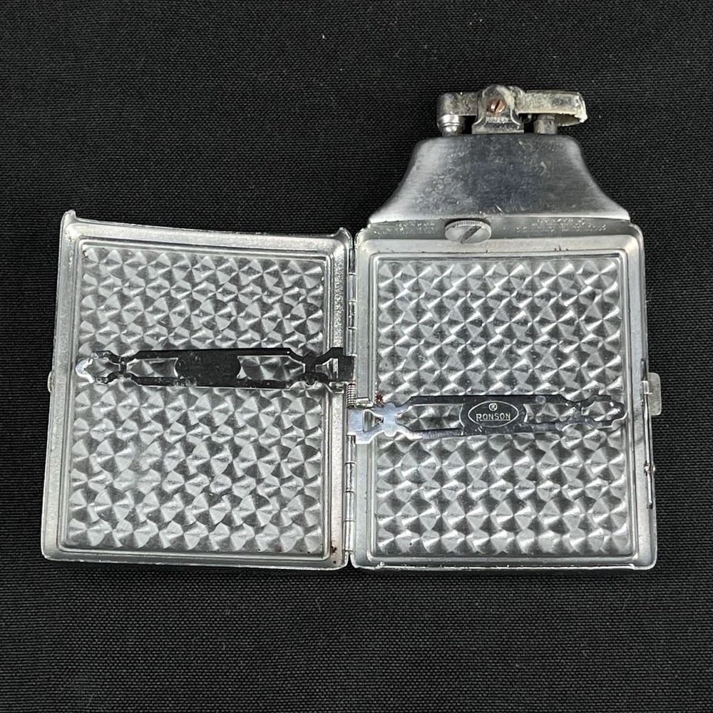Vintage Ronson Combo Silver Cigarette Case With Lighter
