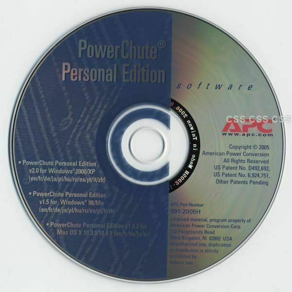 APC Power Chute Battery Backup Back-UPS Personal Edition Software CD Windows/Mac
