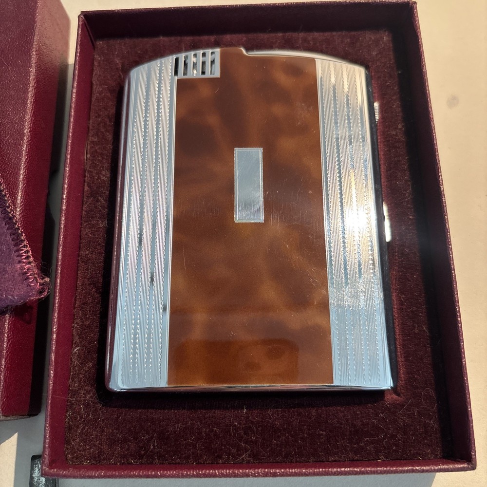 Vintage Ronson Cigarette Case Lighter Never Used Original Box, Bag,Instructions