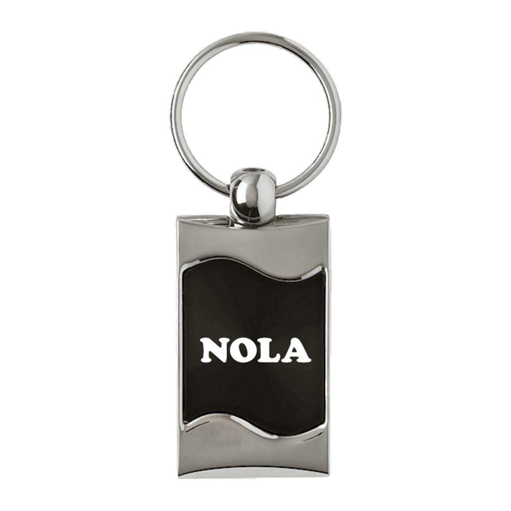 Rectangular Wave Keychain with NOLA on Black [Single]