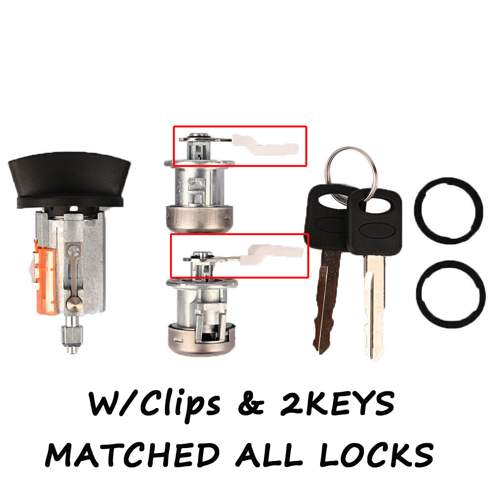 Ignition Switch Lock Cylinder & Door Lock Set 2 Keys Matched For Ford