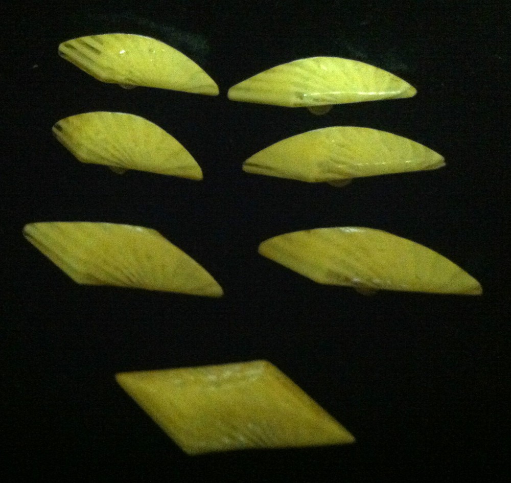 7 Vintage Celluloid Buttons – Unusual Shape