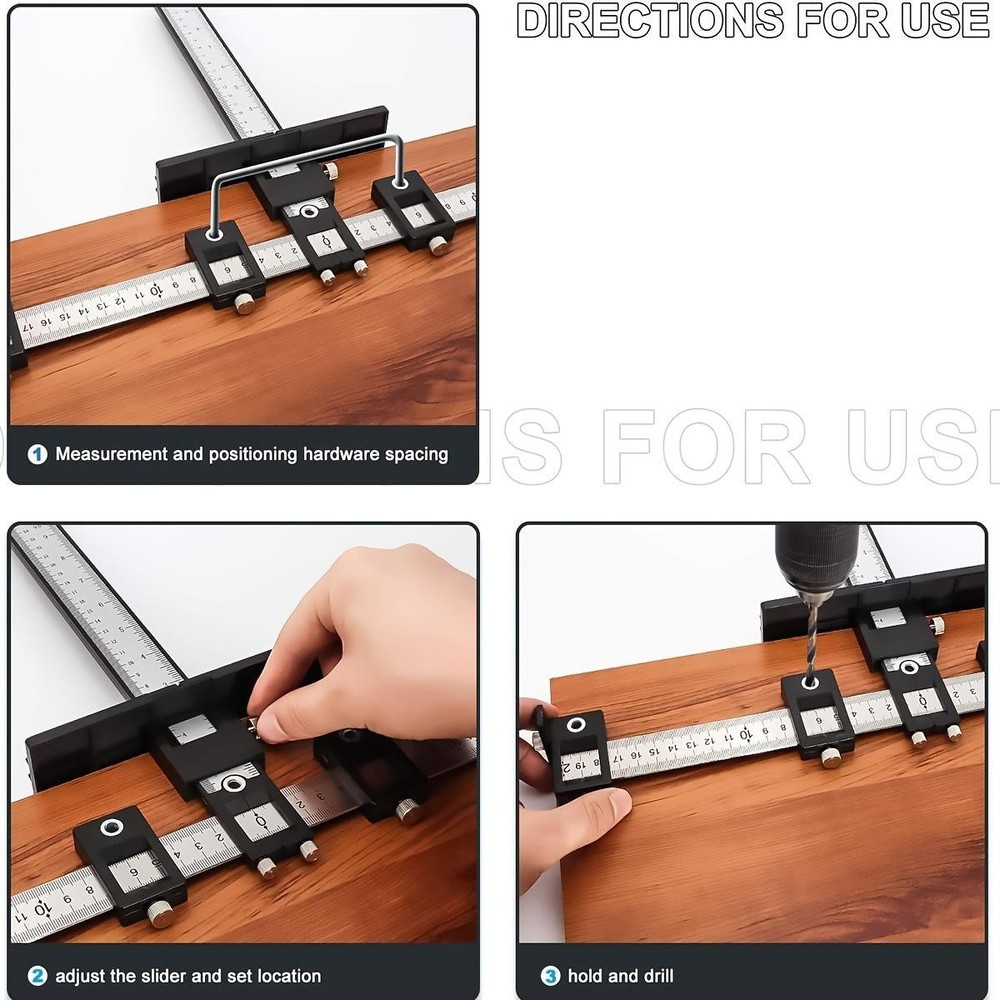 Cabinet Hardware Jig Tool, Wood Drilling Guide for Handles & Knobs, Black
