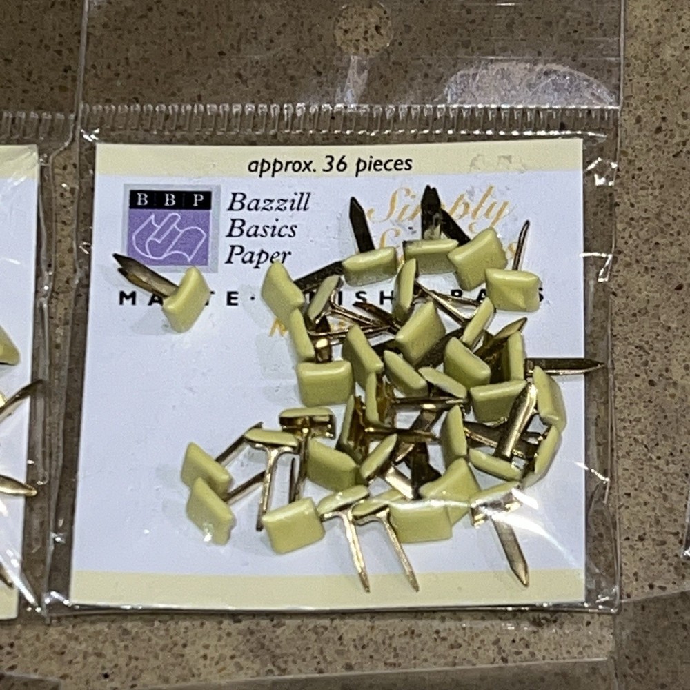 50 Bazzill Basic Brads Yellow Matte Square 36 pack Scrapbooking Embellishments