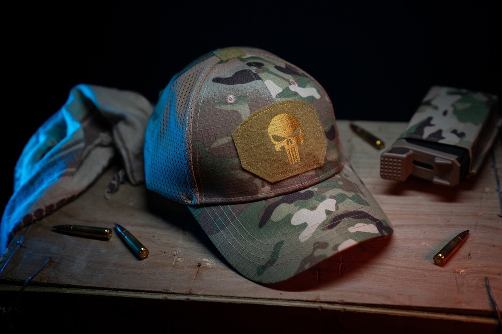 Punisher Tactical Cap With Loop Surface Hook Backed Morale Patches Operator Cap