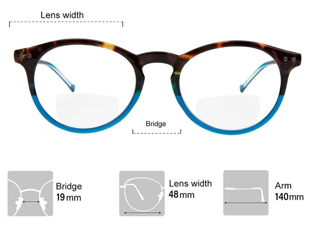 Yogo Vision Bifocal Reading Glasses 2 Pack Plastic Keyhole Spring Hinge Frames