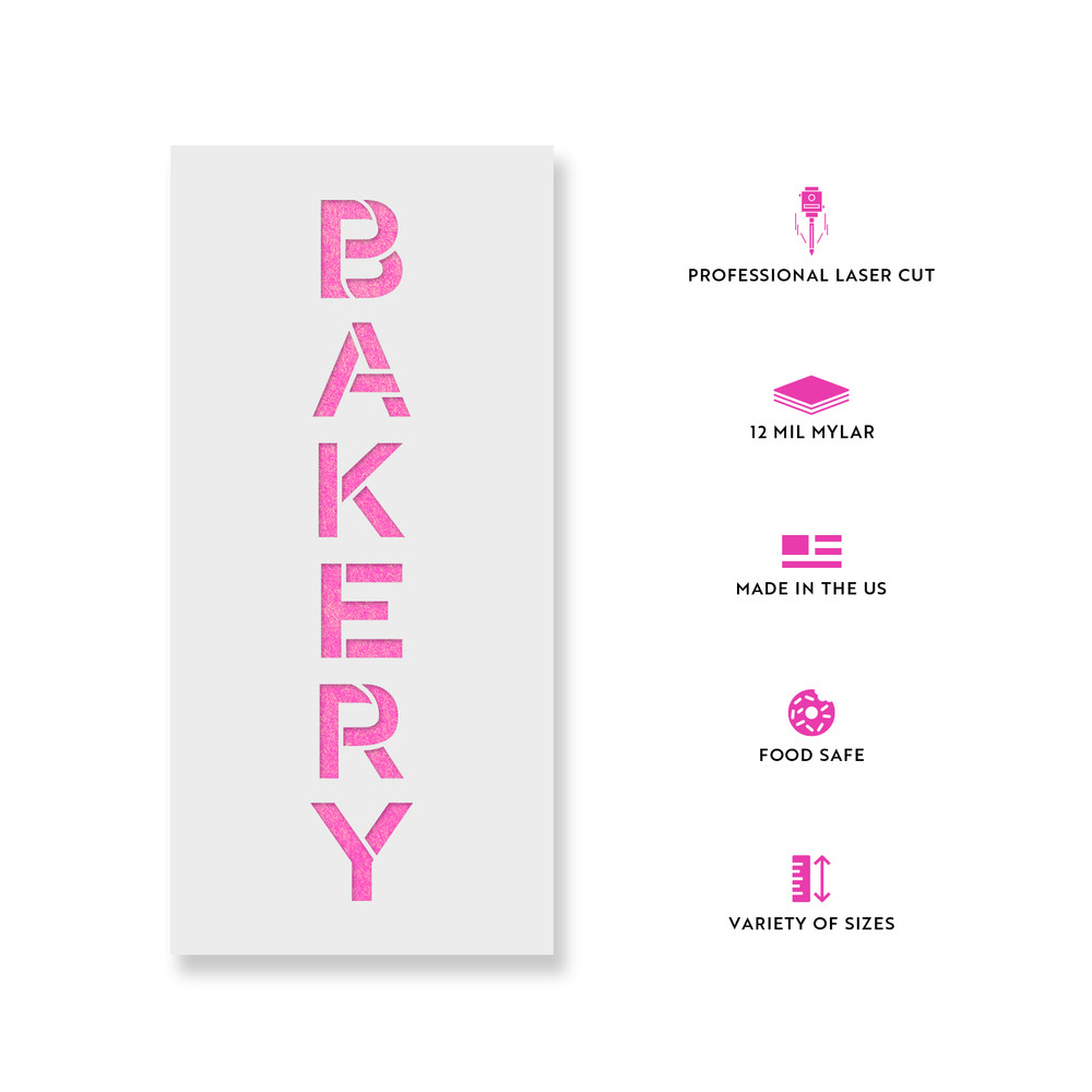 Vertical Sign Bakery Stencil - Durable & Reusable Mylar Stencils
