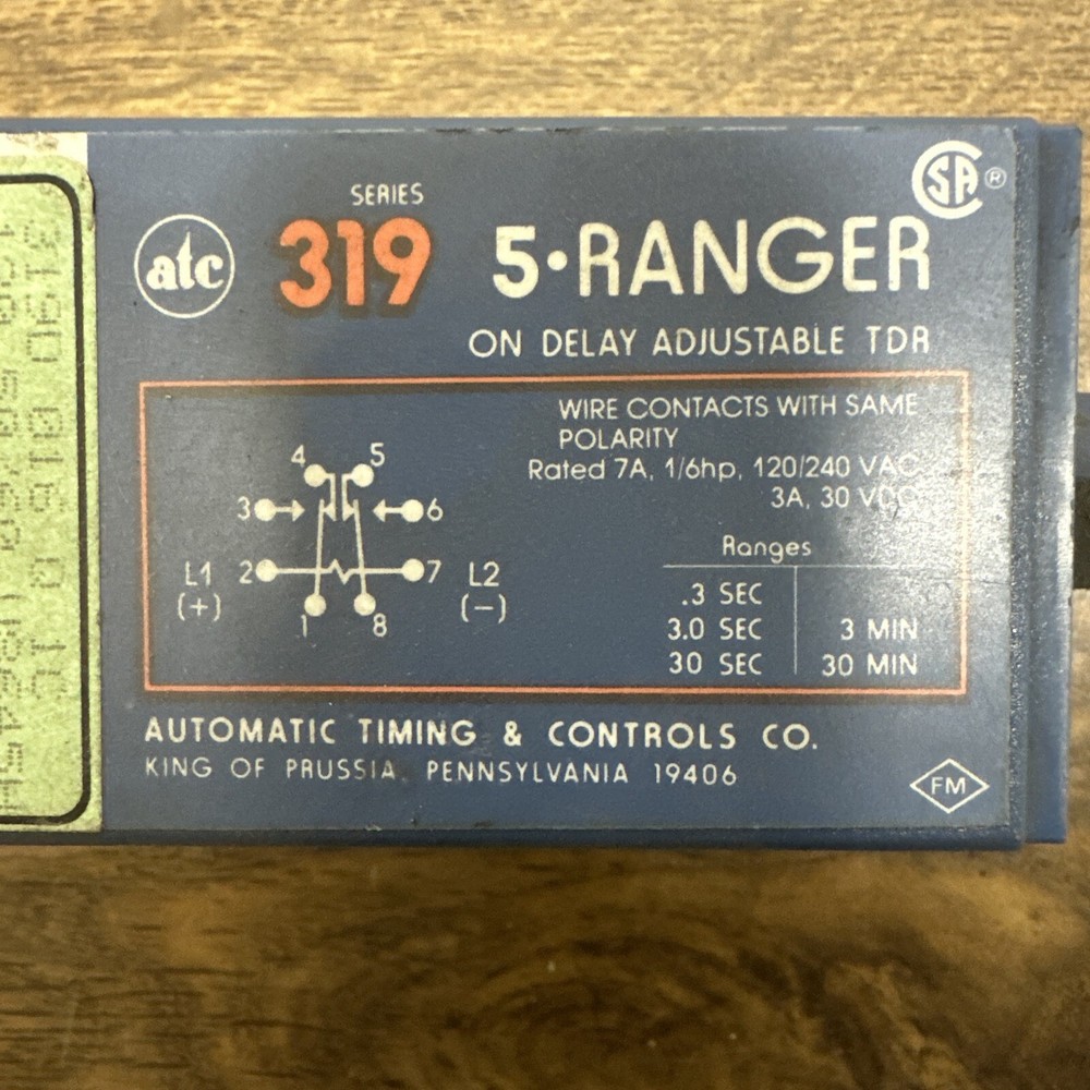 ATC,0319D 016,5 Ranger On Delay Adjustable Timer