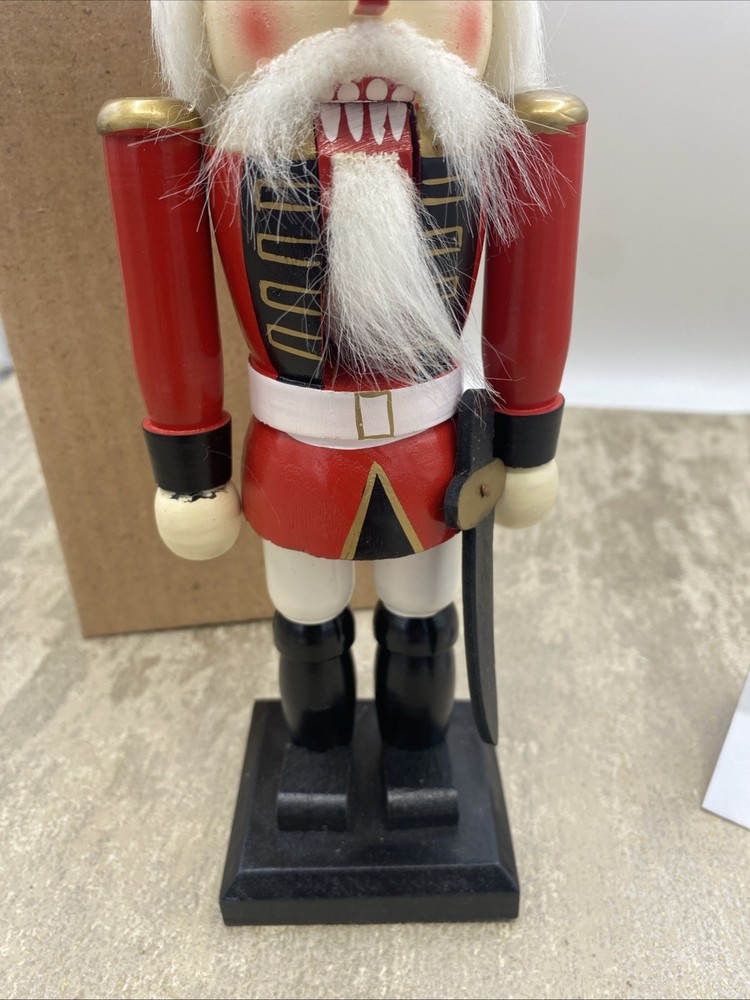 10" Wood Soldier Nutcracker With Sword & Box